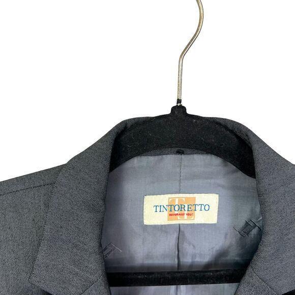 Tintoretto Womens Wool Blazer Single Button Double‎ Vented Lined Gray Size 32 - Picture 3 of 7